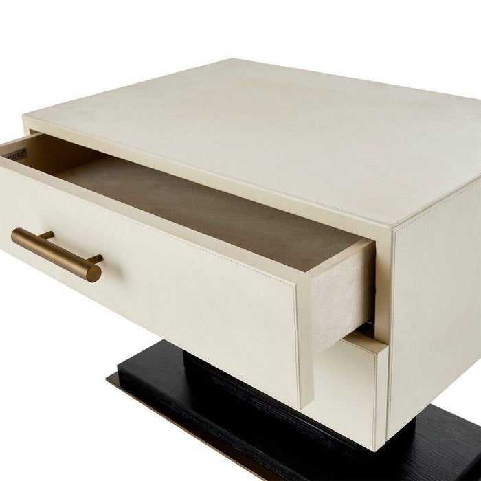 Arteriors - FII01 - Side Table - Tatro - Ivory Leather/Ebony Oak/Antique Brass