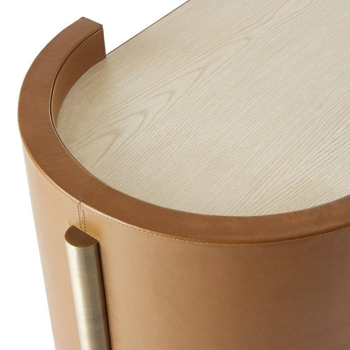 Arteriors - FLI04 - Console - Warley - Smoke Oak/Russet Leather/Antique Brass