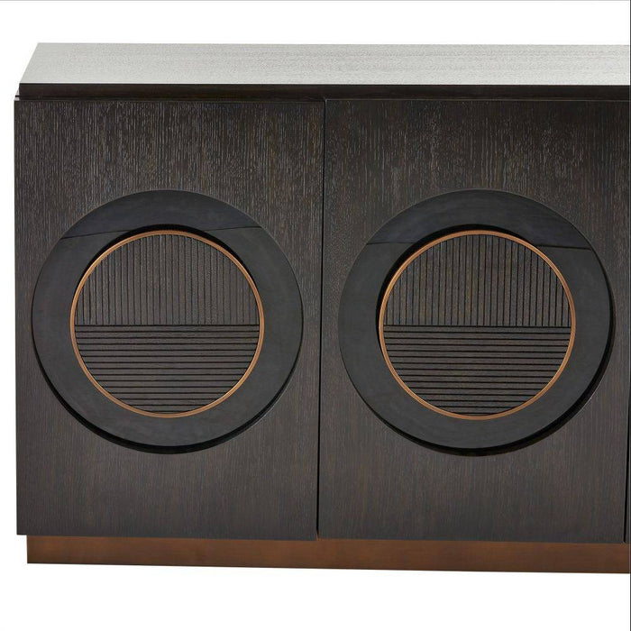 Arteriors - FZS04 - Credenza - Tudor - Ebony Oak Veneer/Black Lacquer/Antique Brass