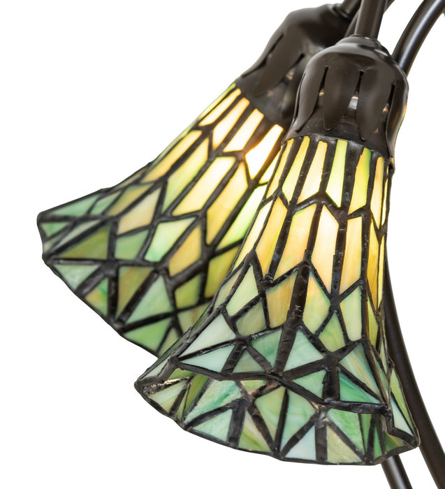 Meyda Tiffany - 262230 - Five Light Table Lamp - Stained Glass Pond Lily - Mahogany Bronze