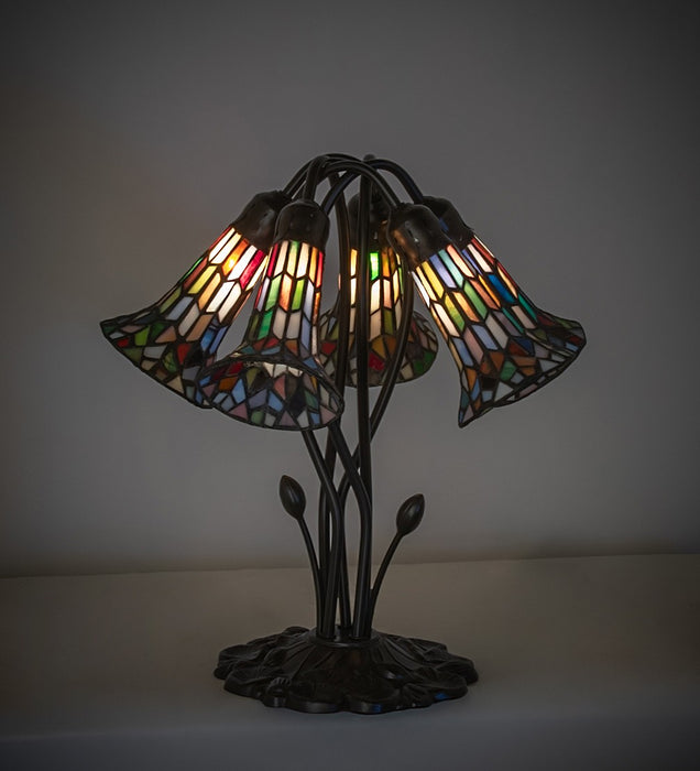 Meyda Tiffany - 262234 - Five Light Table Lamp - Stained Glass Pond Lily - Mahogany Bronze