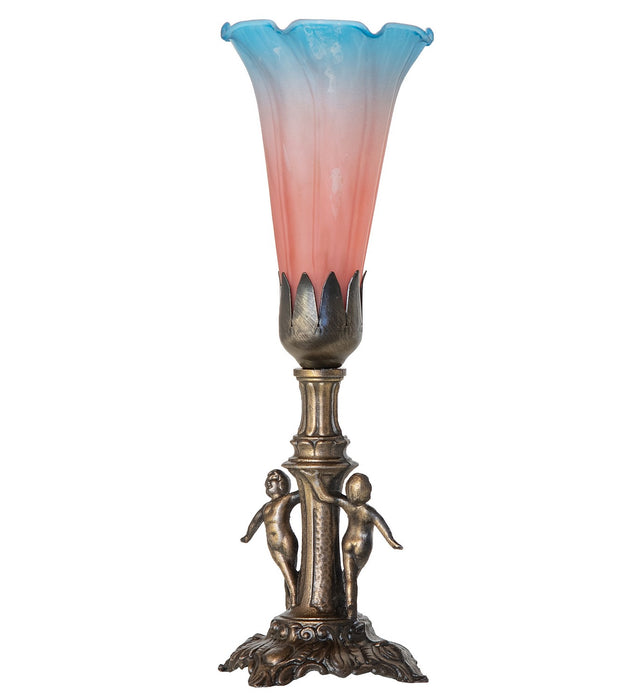 Meyda Tiffany - 262939 - One Light Mini Lamp - Pink/Blue - Antique Brass