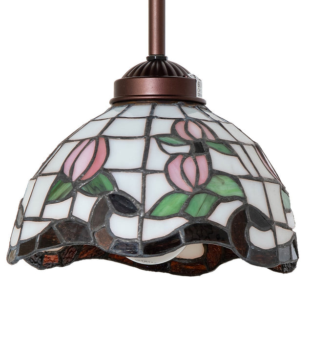 Meyda Tiffany - 265566 - One Light Mini Pendant - Roseborder - Mahogany Bronze