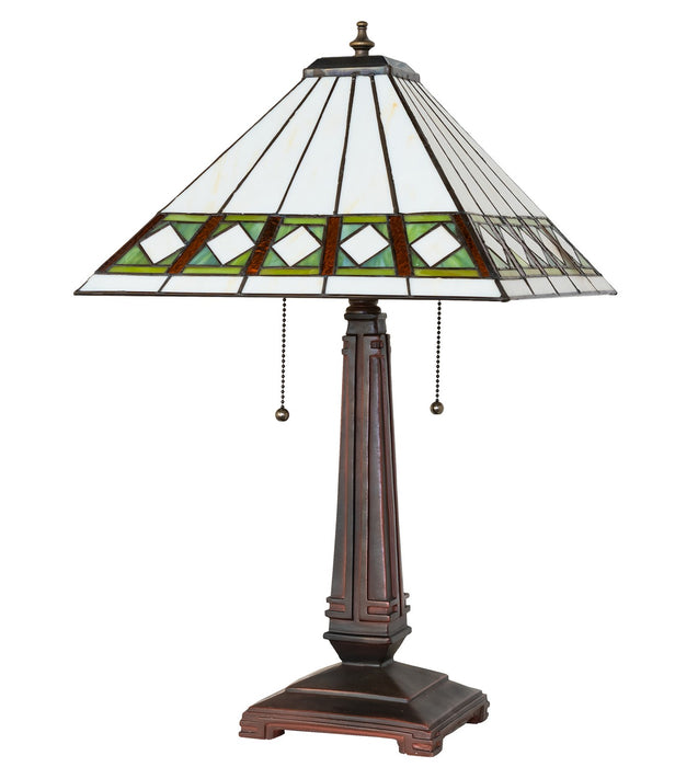 Meyda Tiffany - 268327 - Two Light Table Lamp - Diamond Band Mission - Mahogany Bronze