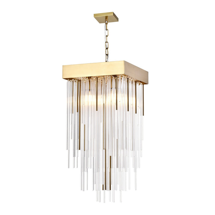 Zeev Lighting - P30107-4-AGB - Four Light Pendant - Waterfall - Aged Brass