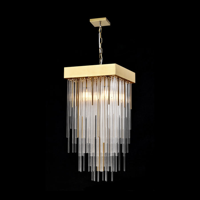 Zeev Lighting - P30107-4-AGB - Four Light Pendant - Waterfall - Aged Brass