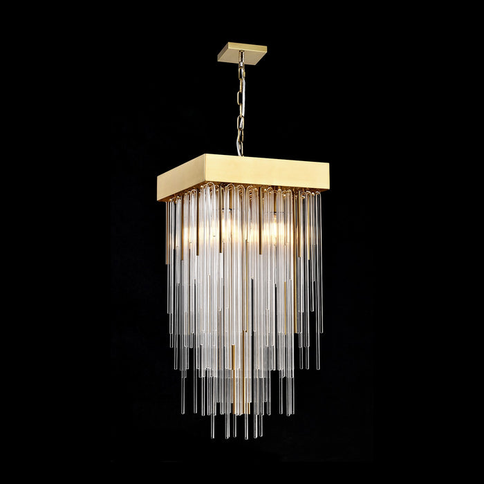 Zeev Lighting - P30107-4-AGB - Four Light Pendant - Waterfall - Aged Brass
