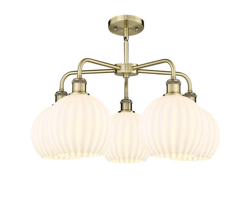 Innovations - 516-5CR-AB-G1217-8WV - LED Chandelier - Downtown Urban - Antique Brass