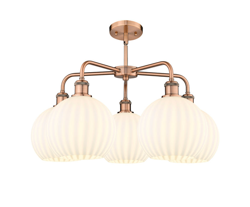 Innovations - 516-5CR-AC-G1217-8WV - LED Chandelier - Downtown Urban - Antique Copper