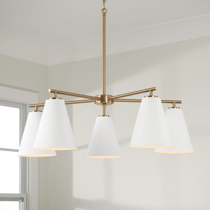 Capital Lighting - AA1040RE - Five Light Chandelier - Charlie - Matte Brass and White