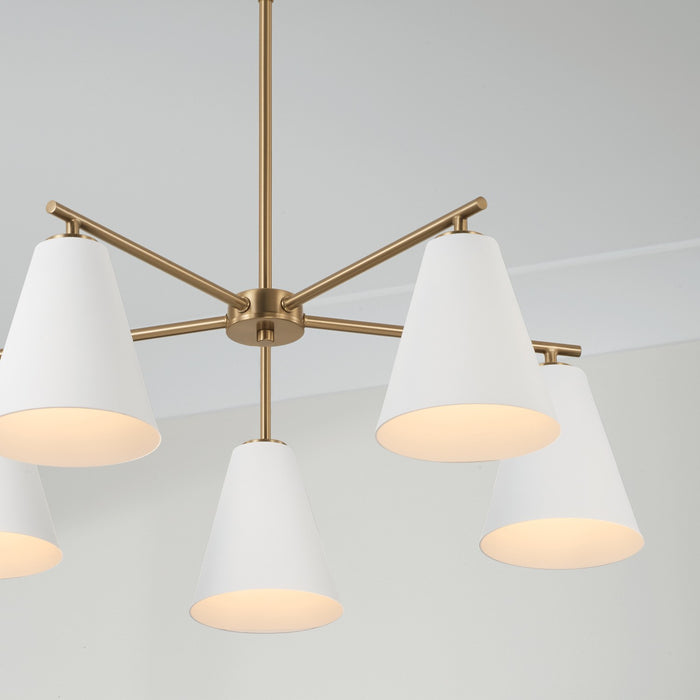 Capital Lighting - AA1040RE - Five Light Chandelier - Charlie - Matte Brass and White