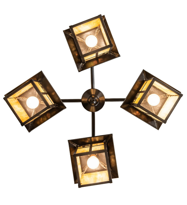 Meyda Tiffany - 267995 - Four Light Chandelier - Seneca - Craftsman Brown