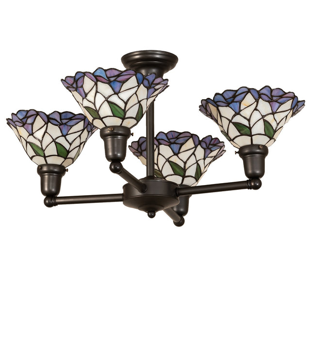 Meyda Tiffany - 269466 - Four Light Chandelier - Daffodil Bell - Craftsman Brown