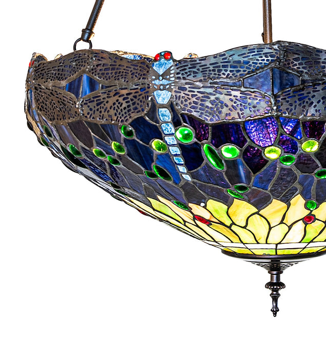 Meyda Tiffany - 269544 - Three Light Semi-Flushmount - Tiffany Hanginghead Dragonfly - Mahogany Bronze