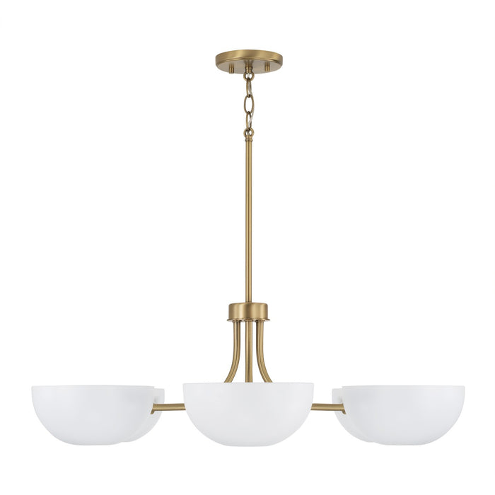 Capital Lighting - 451461AW - Six Light Chandelier - Reece - Aged Brass and White