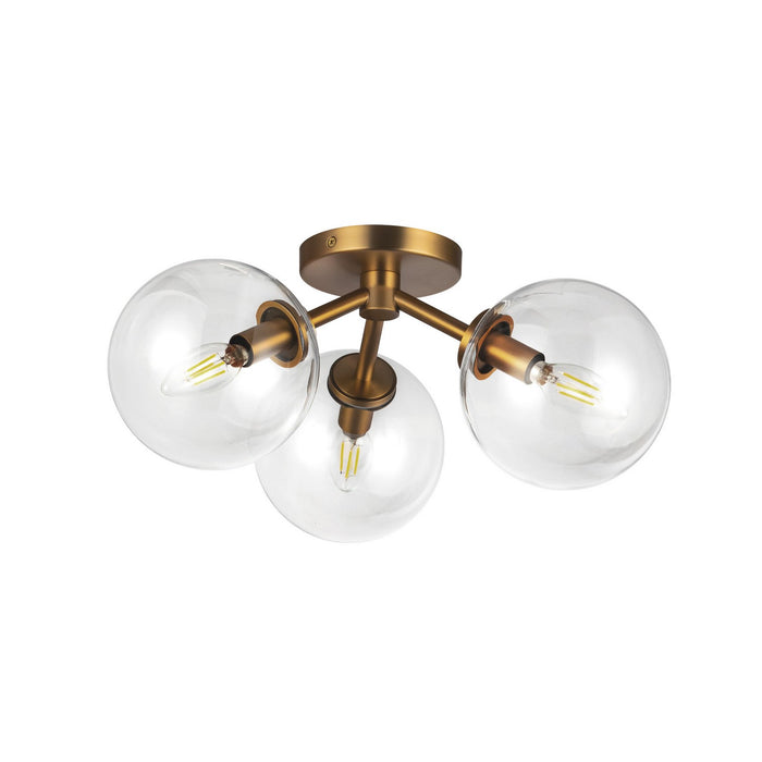 Alora - SF549315AGCL - Three Light Semi-Flush Mount - Cassia - Aged Brass/Clear Glass