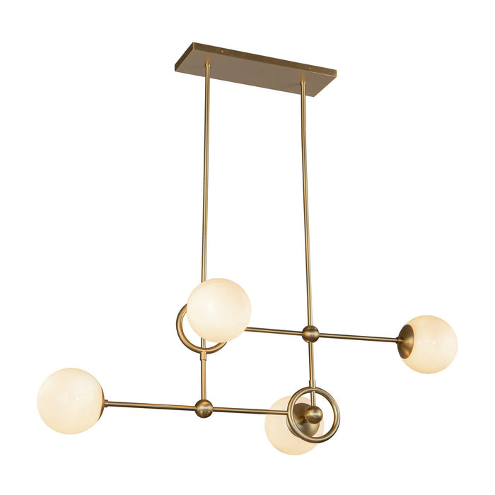 Alora - CH407342BGGO - Four Light Chandelier - Fiore - Brushed Gold/Glossy Opal Glass