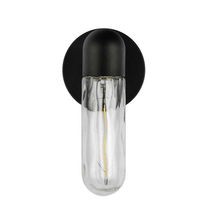 Kuzco Lighting - EW73210-BK/WC - One Light Exterior Wall Mount - Lima - Black/Clear Water Glass