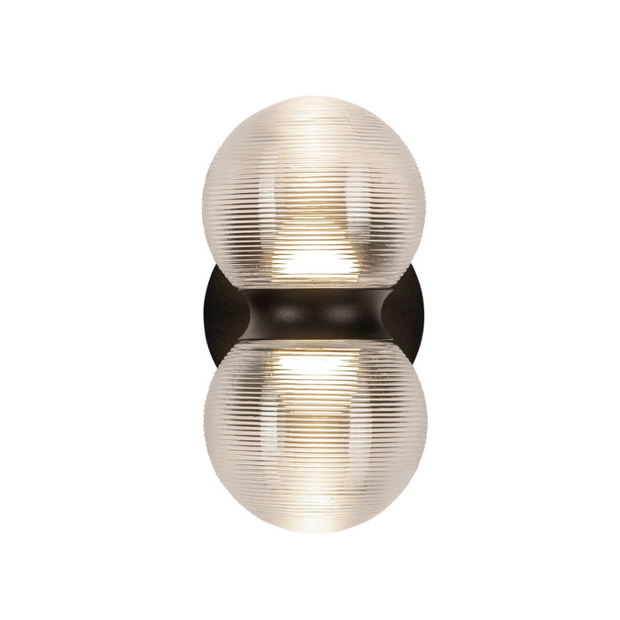 Kuzco Lighting - EW77209-BK/CR - LED Exterior Wall Mount - Peri - Black/Clear Ribbed Glass