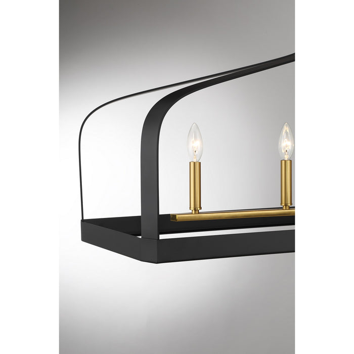 Savoy House - 1-7804-5-143 - Five Light Linear Chandelier - Sheffield - Matte Black with Warm Brass Accents