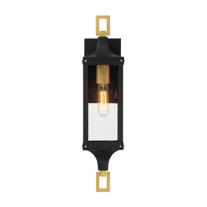 Savoy House - 5-275-144 - One Light Outdoor Wall Lantern - Glendale - Matte Black and Weathered Brushed Brass