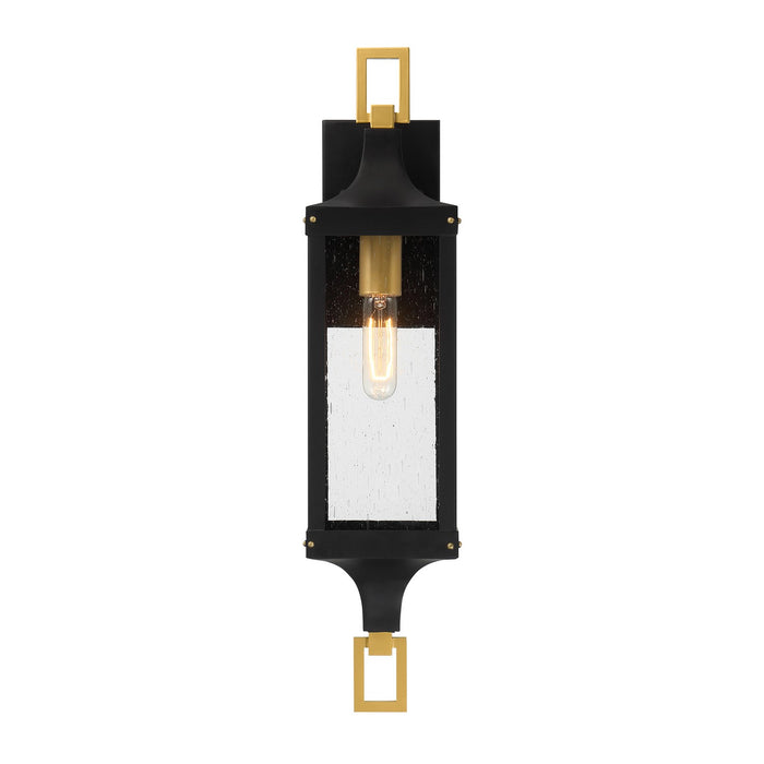 Savoy House - 5-276-144 - One Light Outdoor Wall Lantern - Glendale - Matte Black and Weathered Brushed Brass