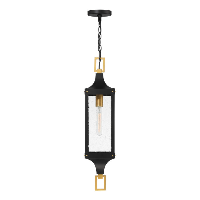 Savoy House - 5-277-144 - One Light Outdoor Hanging Lantern - Glendale - Matte Black and Weathered Brushed Brass