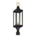 Savoy House - 5-278-144 - One Light Outdoor Post Lantern - Glendale - Matte Black and Weathered Brushed Brass