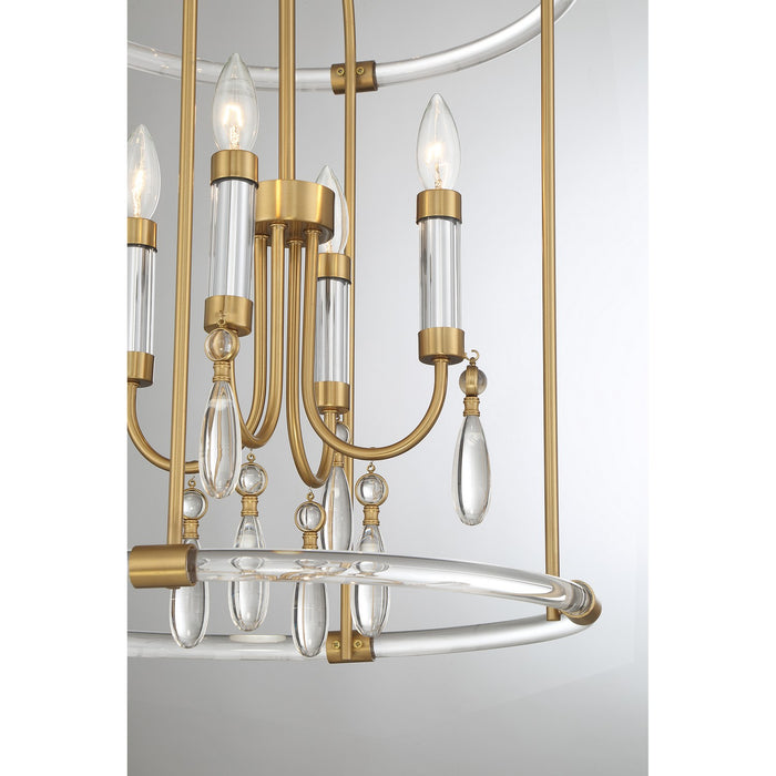 Savoy House - 7-7714-4-195 - Four Light Pendant - Mayfair - Warm Brass and Chrome
