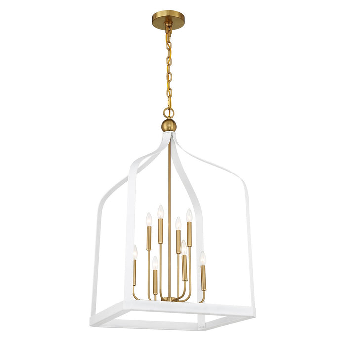 Savoy House - 7-7800-8-142 - Eight Light Pendant - Sheffield - White with Warm Brass Accents