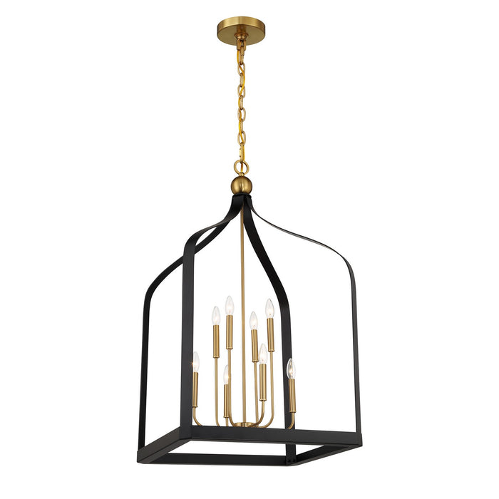 Savoy House - 7-7800-8-143 - Eight Light Pendant - Sheffield - Matte Black with Warm Brass Accents