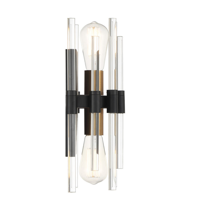 Savoy House - 9-1935-2-143 - Two Light Wall Sconce - Santiago - Matte Black with Warm Brass Accents
