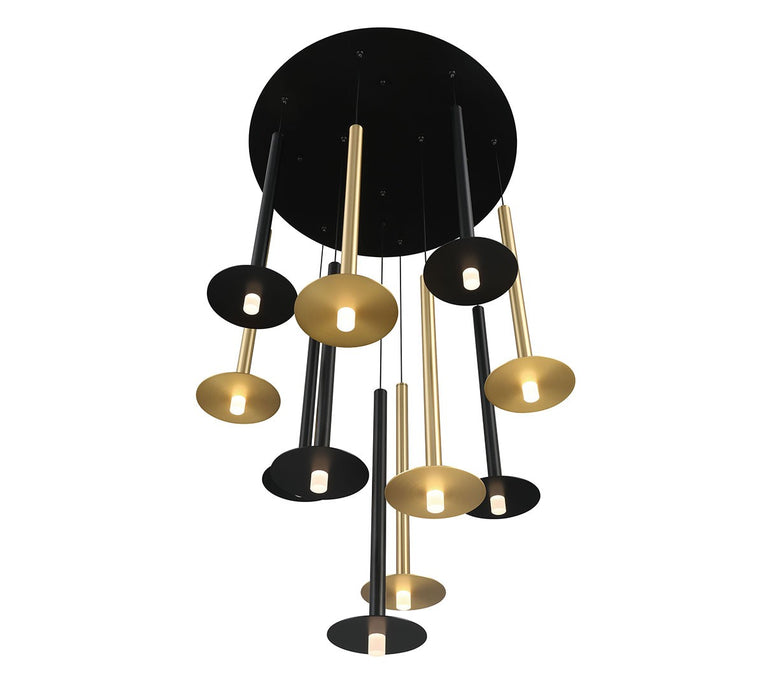 Lib & Co. - 12104-023 - LED Chandelier - Piatto - Matte Black and Plated Brushed Gold