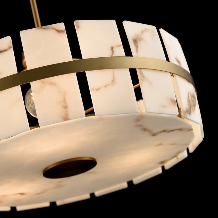 DVI Lighting - DVP5206BR-BFA - Three Light Pendant - Luna Alabaster - Brass