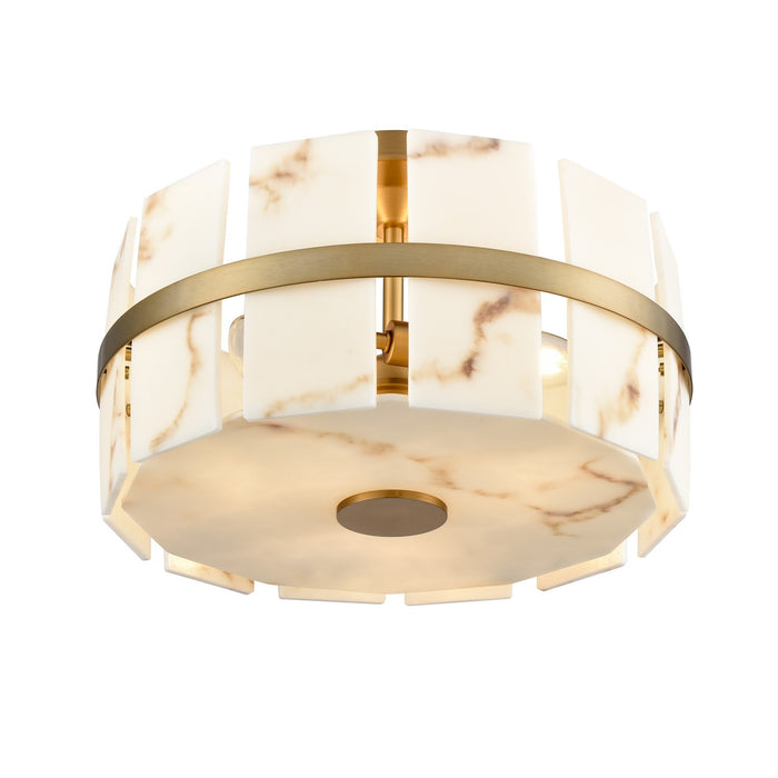 DVI Lighting - DVP5211BR-BFA - Three Light Semi Flush Mount - Luna Alabaster - Brass