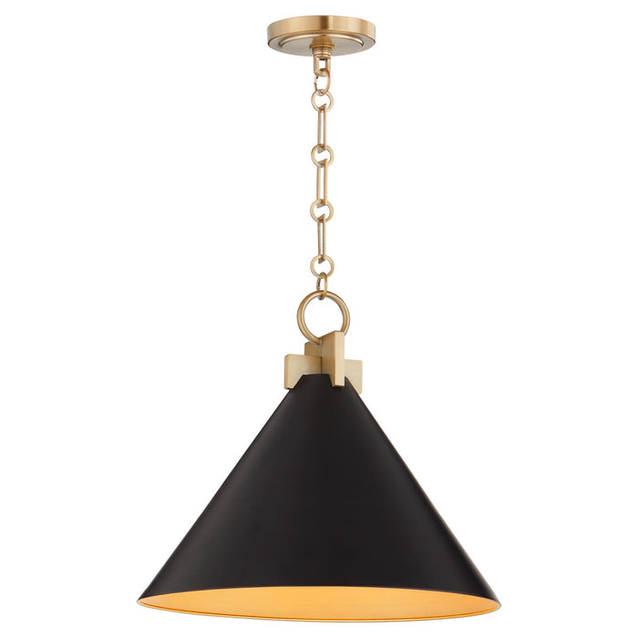 Quorum - 68-16-5980 - One Light Pendant - Jackson - Matte Black w/ Aged Brass