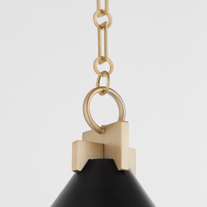 Quorum - 68-16-5980 - One Light Pendant - Jackson - Matte Black w/ Aged Brass