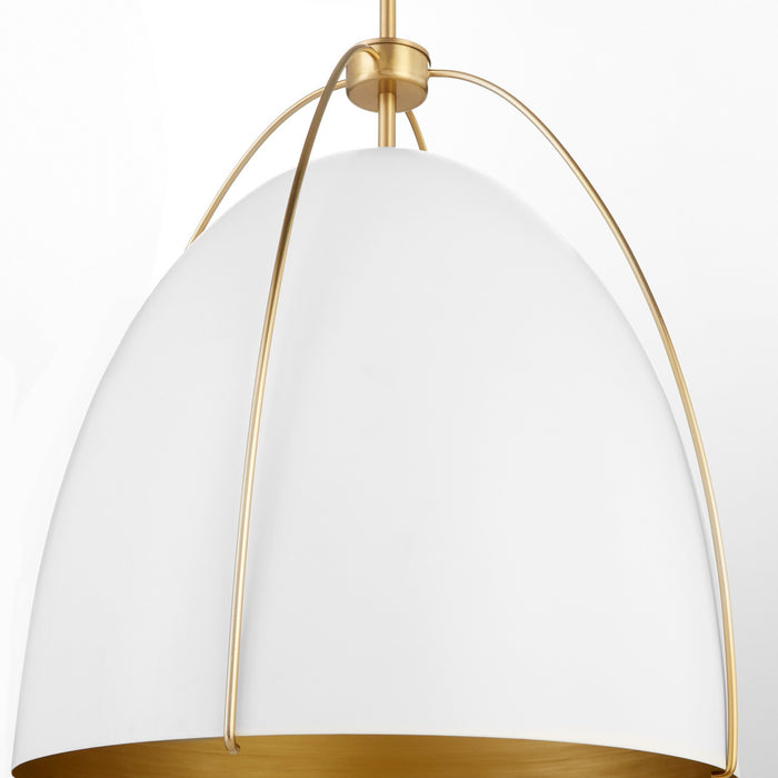 Quorum - 860-3-0880 - Three Light Pendant - Jamie - Studio White w/ Aged Brass