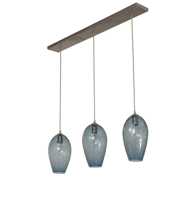 Meyda Tiffany - 268619 - Three Light Island Pendant - Crackle Orb - Brushed Nickel