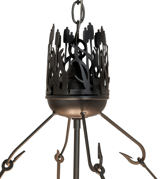 Meyda Tiffany - 268652 - Four Light Pendant - Bass And Fisherman - Solar Black