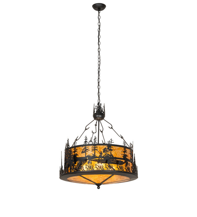 Meyda Tiffany - 268652 - Four Light Pendant - Bass And Fisherman - Solar Black