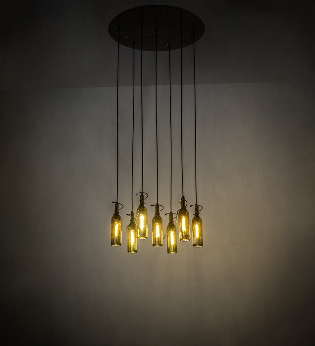 Meyda Tiffany - 269089 - Seven Light Pendant - Tuscan Vineyard - Satin Clear/Textured Black