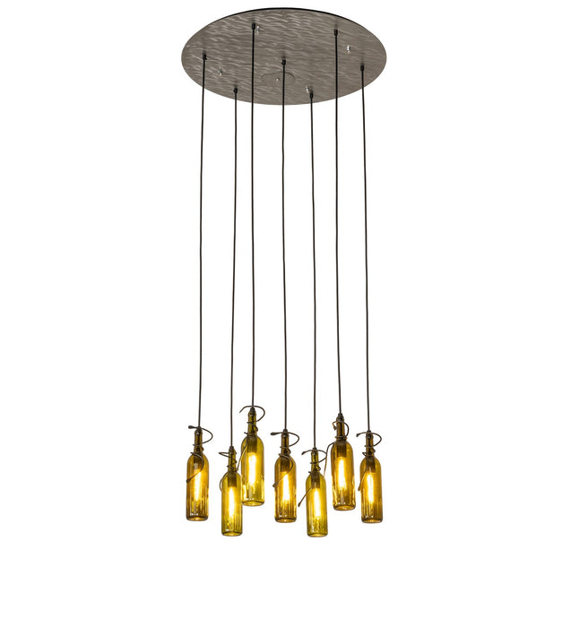 Meyda Tiffany - 269089 - Seven Light Pendant - Tuscan Vineyard - Satin Clear/Textured Black