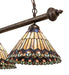 Meyda Tiffany - 270445 - Three Light Island Pendant - Tiffany Jeweled Peacock - Antique Brass