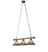 Meyda Tiffany - 270445 - Three Light Island Pendant - Tiffany Jeweled Peacock - Antique Brass