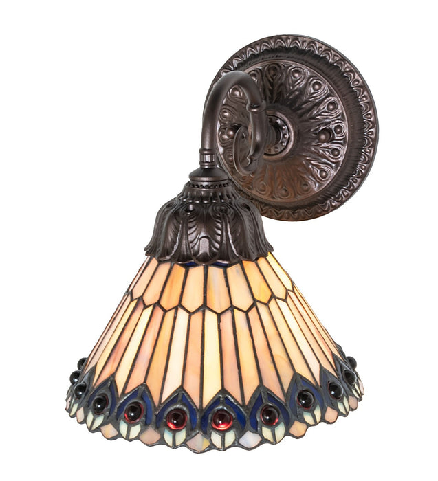 Meyda Tiffany - 270802 - One Light Wall Sconce - Tiffany Jeweled Peacock - Mahogany Bronze