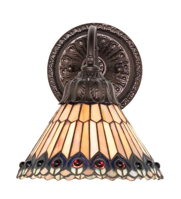 Meyda Tiffany - 270802 - One Light Wall Sconce - Tiffany Jeweled Peacock - Mahogany Bronze