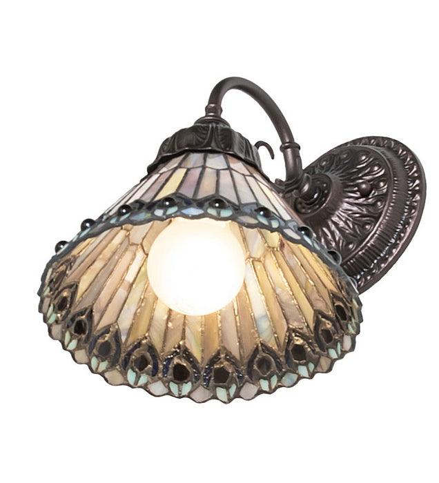 Meyda Tiffany - 270802 - One Light Wall Sconce - Tiffany Jeweled Peacock - Mahogany Bronze