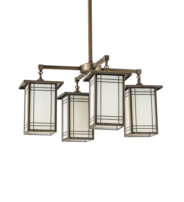 Meyda Tiffany - 264849 - Four Light Chandelier - Hyde Park - Antique Brass