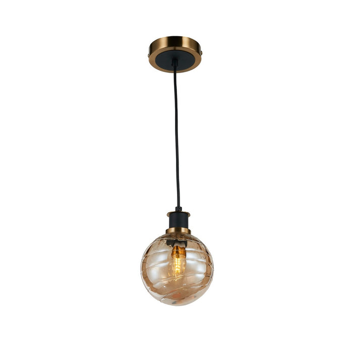 Artcraft - AC11870AM - One Light Pendant - Gem - Black and Brushed Brass